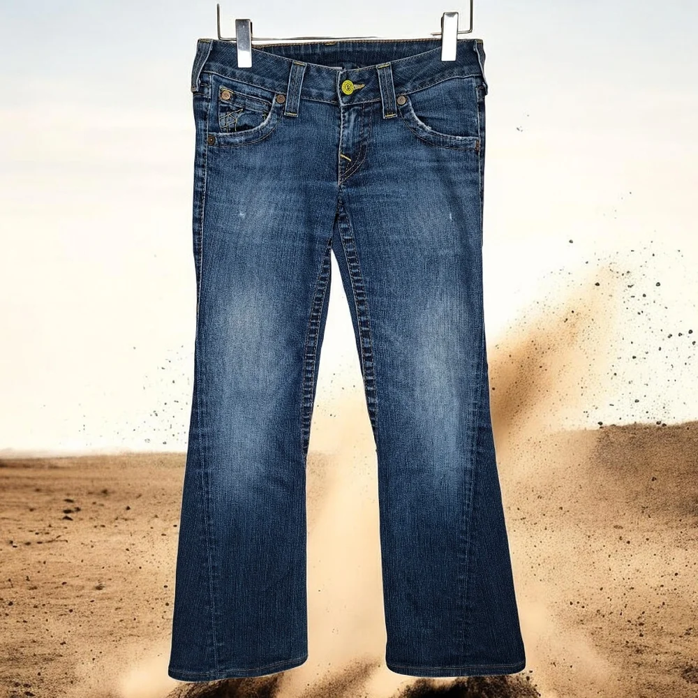 Vintage True Religion Women's Joey Twist Seam Flare Jeans Flap Pocket Sz 28 - Picture 3 of 14